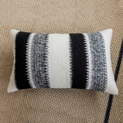 Black & white striped knitted crochet cushion cover living room