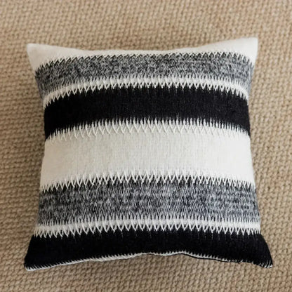 Black & white striped knitted crochet cushion cover living room