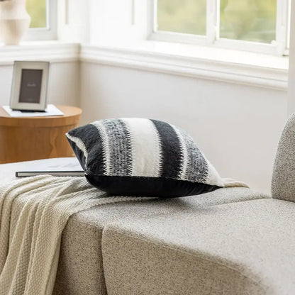 Black & white striped knitted crochet cushion cover living room