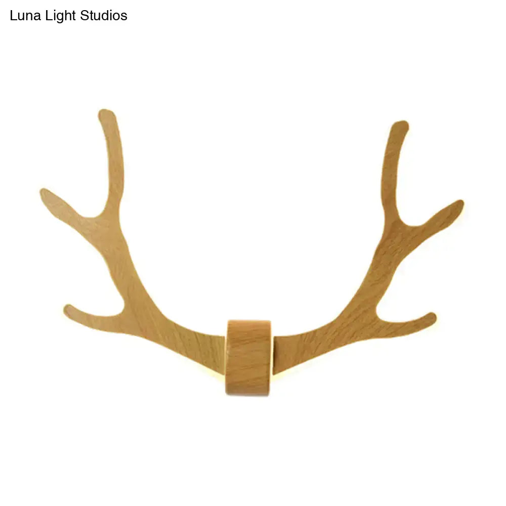 Black wooden antler wall sconce lamp for corridor warm led lighting