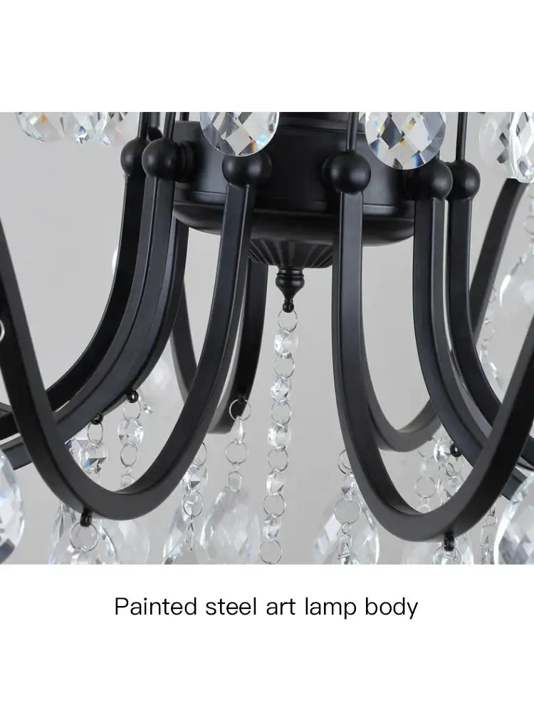 Black wrought iron crystal chandelier for dining room