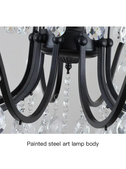 Black wrought iron crystal chandelier for dining room