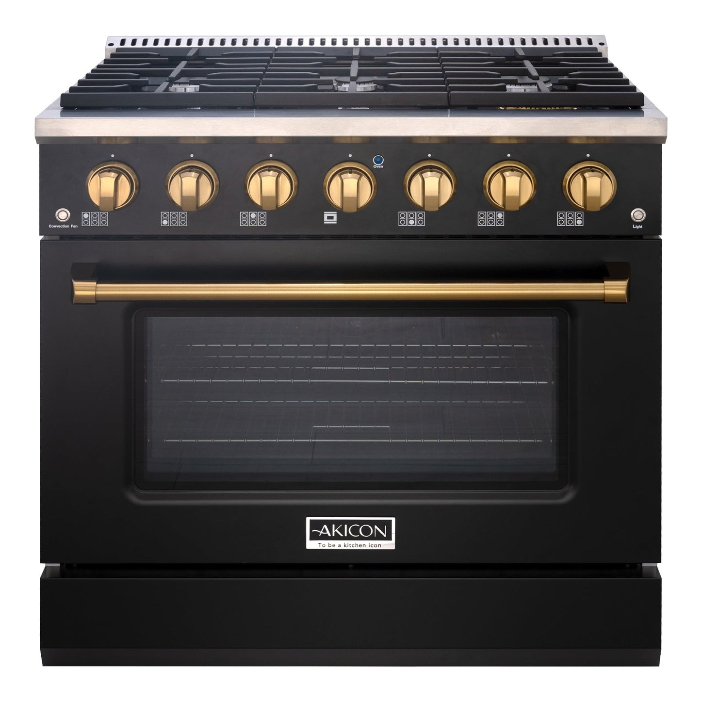 Akicon 36" Stainless Steel Range Hood with 600 CFM Insert & 6-Burner Gas Range Combo – Powerful Ventilation, Convection Oven, Multiple Finishes