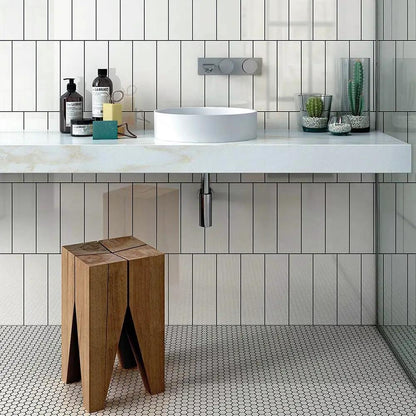 Blanc Glossy Subway Ceramic Tiles 4x12