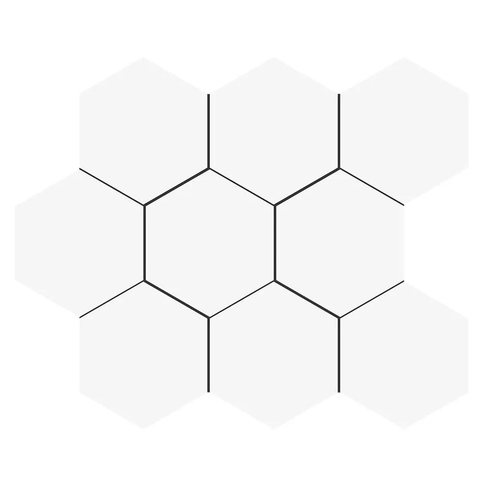 Blanc Matte Midi Hexagon Ceramic Mosaics 8x10