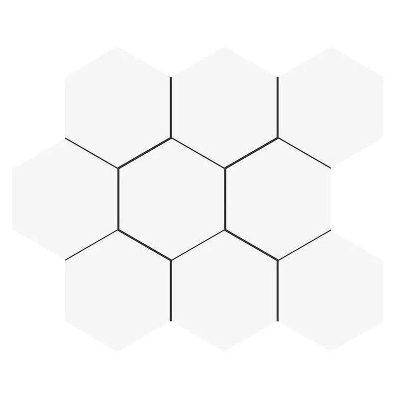 Blanc Matte Midi Hexagon Ceramic Mosaics 8x10