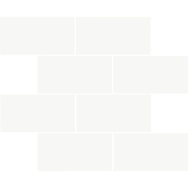 Blanco Marjinal Polished 3x6 Brick Staggered Marble Look Porcelain Mosaics 12x12