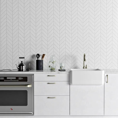 Palace Blanc Glossy Chevron Ceramic Tiles 2x6