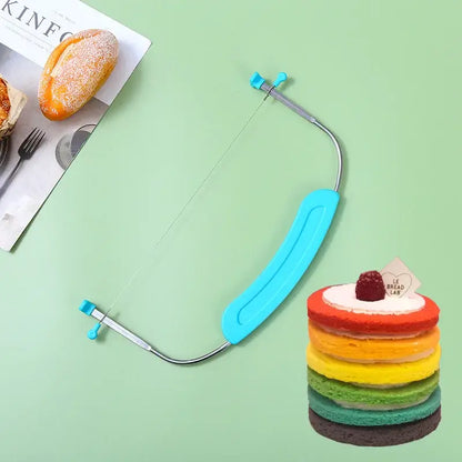 Blue adjustable stainless steel cake slicer kitchen baking tool