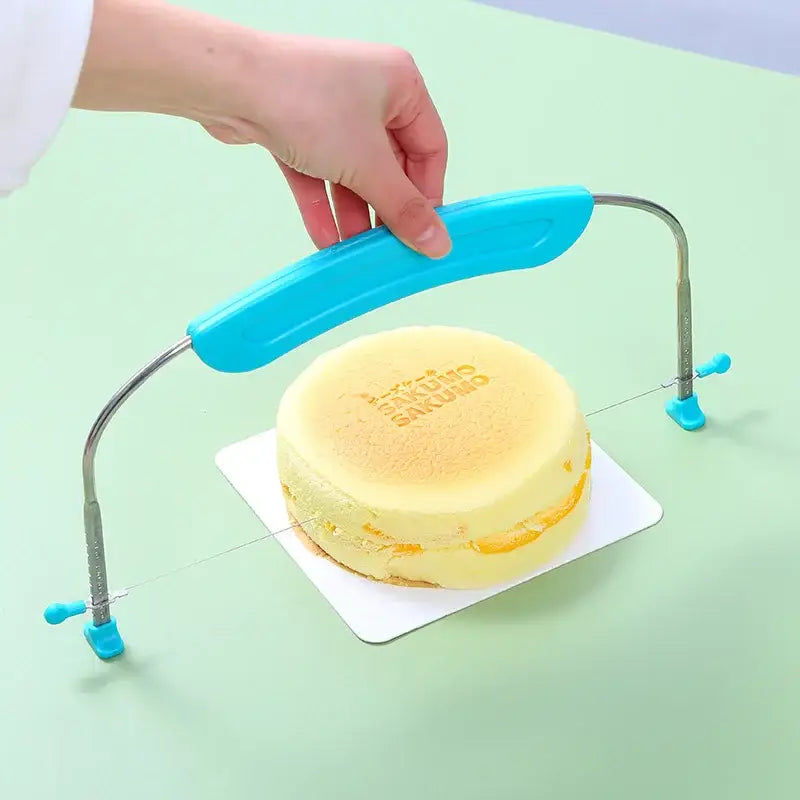 Blue adjustable stainless steel cake slicer kitchen baking tool