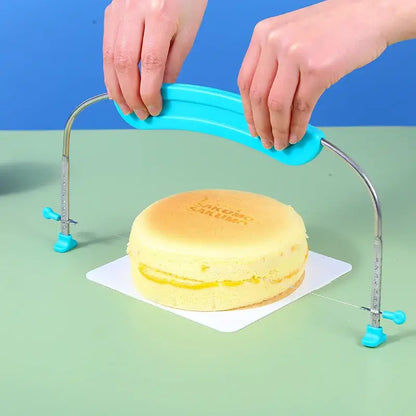 Blue adjustable stainless steel cake slicer kitchen baking tool