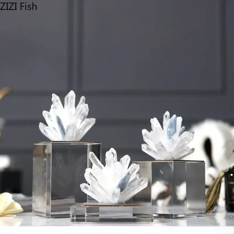Blue agate stone crystal sculpture living room mirrored ornament