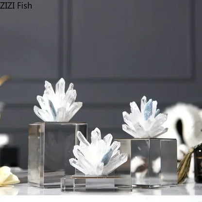 Blue agate stone crystal sculpture living room mirrored ornament