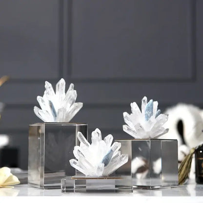 Blue agate stone crystal sculpture living room mirrored ornament