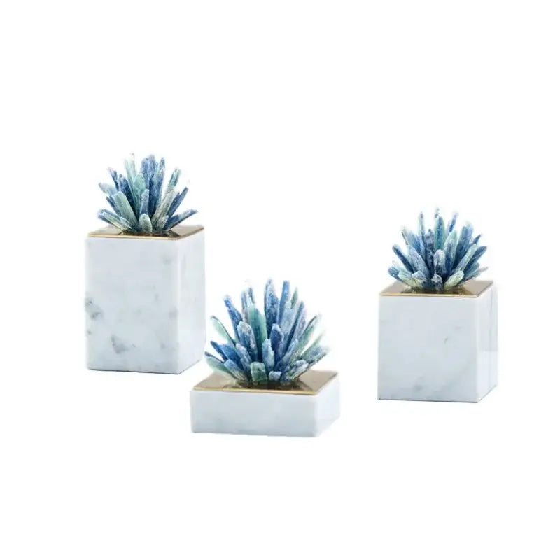Blue agate stone crystal sculpture living room mirrored ornament