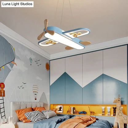 Blue airplane led chandelier bedroom light with stepless dimming
