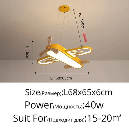 Blue airplane led wood ceiling light for kids bedroom