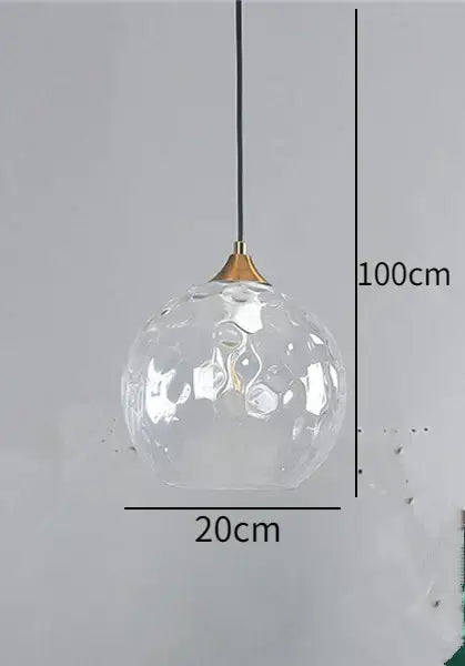 Blue & amber textured glass ball pendant led chandelier kitchen