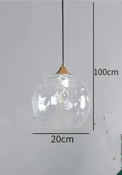 Blue & amber textured glass ball pendant led chandelier kitchen