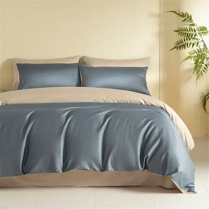 Blue and beige egyptian cotton bedding set for bedroom