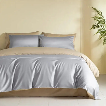Blue and beige egyptian cotton bedding set for bedroom