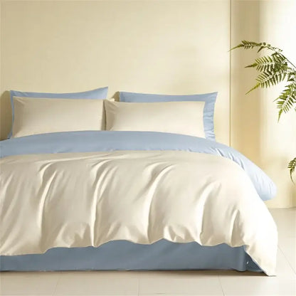 Blue and beige egyptian cotton bedding set for bedroom
