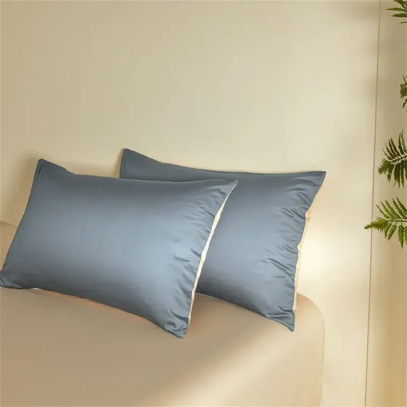 Blue and beige egyptian cotton bedding set for bedroom