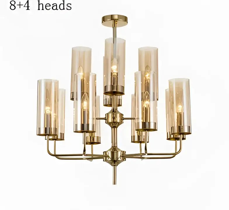 Blue and gold glass chandelier – kitchen island light