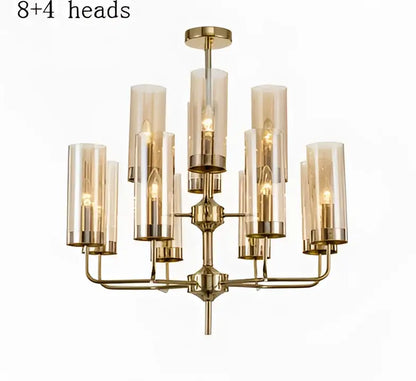 Blue and gold glass chandelier – kitchen island light
