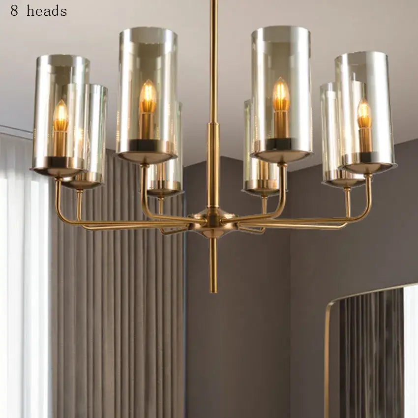 Blue and gold glass chandelier – kitchen island light