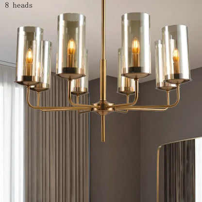 Blue and gold glass chandelier – kitchen island light