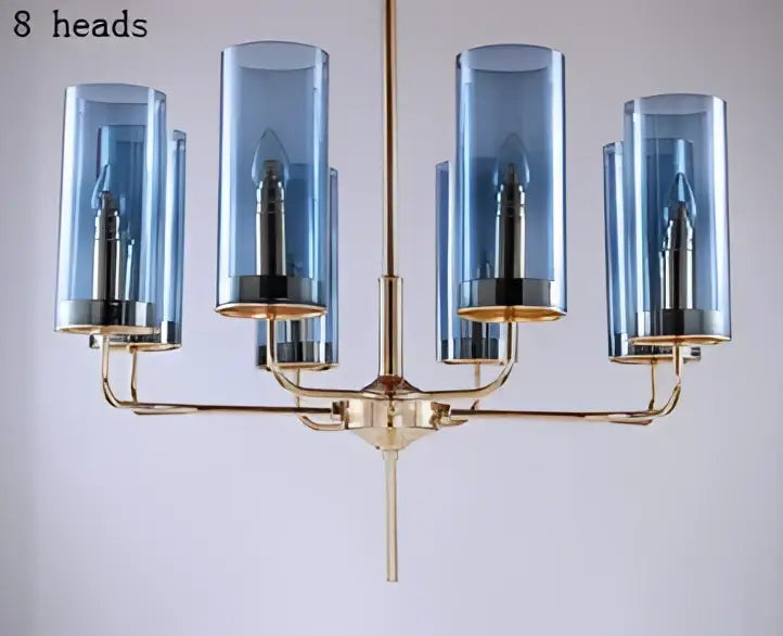 Blue and gold glass chandelier – kitchen island light