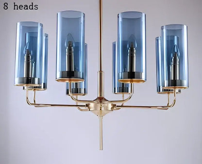 Blue and gold glass chandelier – kitchen island light