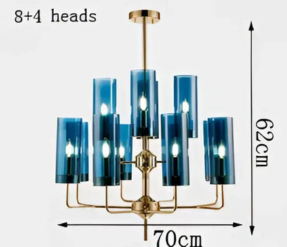 Blue and gold glass chandelier – kitchen island light