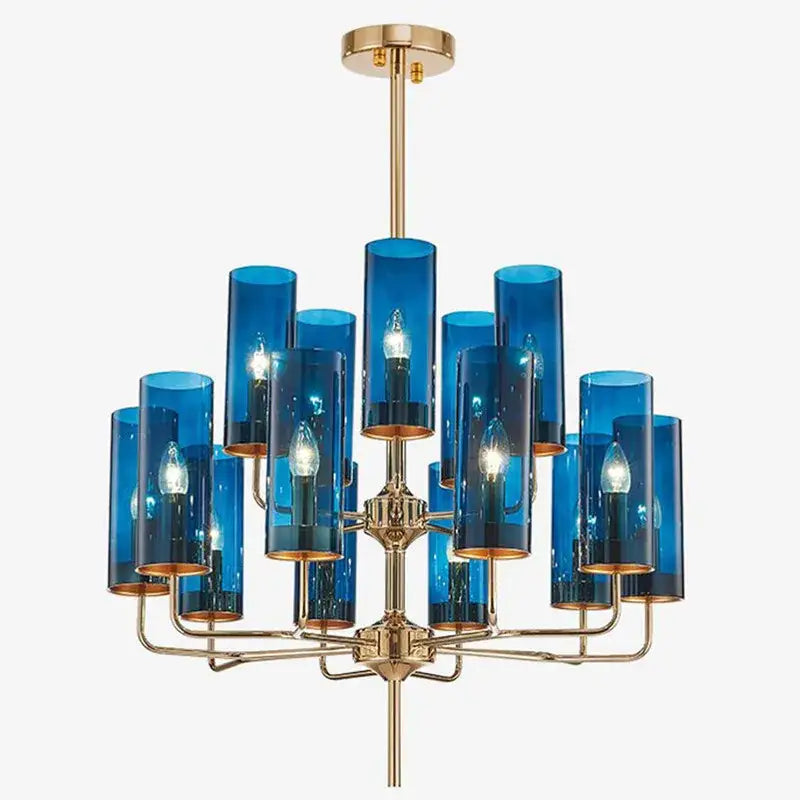 Blue and gold glass chandelier – kitchen island light