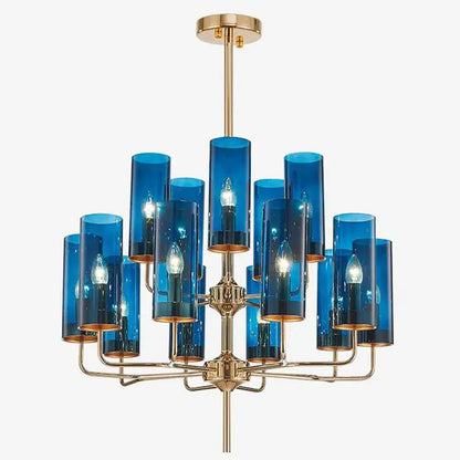 Blue and gold glass chandelier – kitchen island light