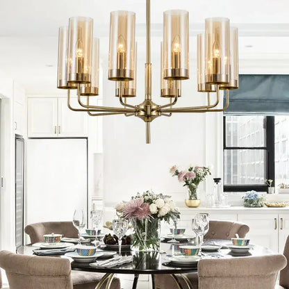 Blue and gold glass chandelier – kitchen island light