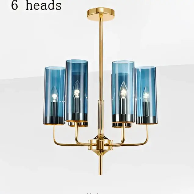 Blue and gold glass chandelier – kitchen island light