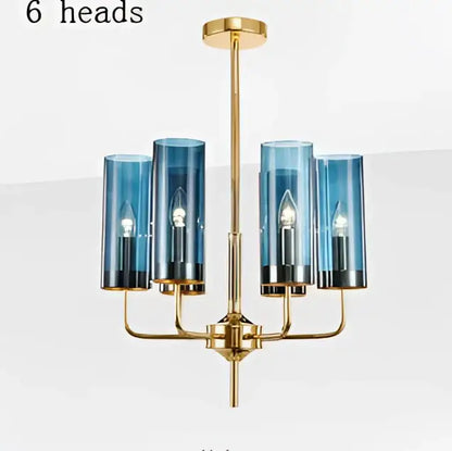 Blue and gold glass chandelier – kitchen island light