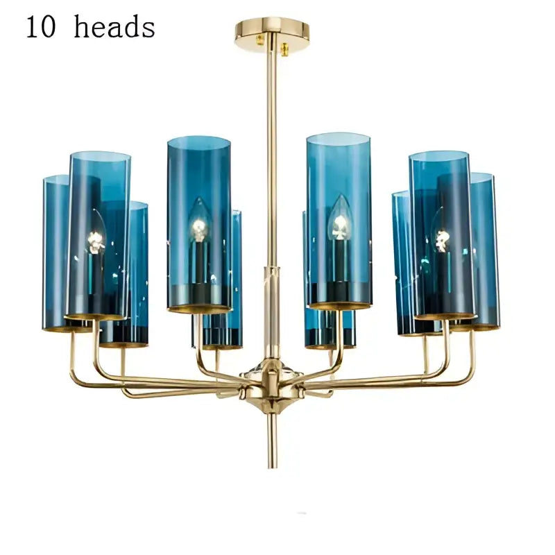Blue and gold glass chandelier – kitchen island light