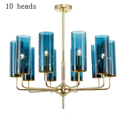 Blue and gold glass chandelier – kitchen island light