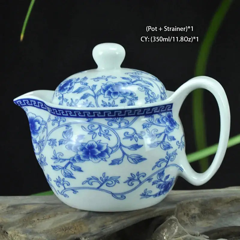 Blue and gold dragon teapot tea set dining room ceramic teaware