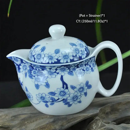 Blue and gold dragon teapot tea set dining room ceramic teaware