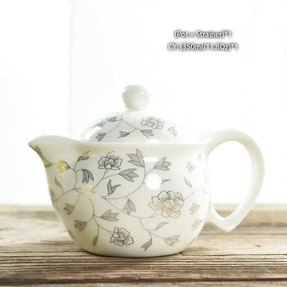 Blue and gold dragon teapot tea set dining room ceramic teaware