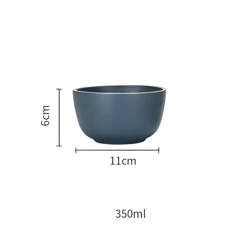 Blue and gray ceramic morandi bowl dining room gold trimmed dinnerware