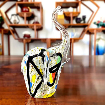 Blue and green crystal glass elephant sculpture living room decor