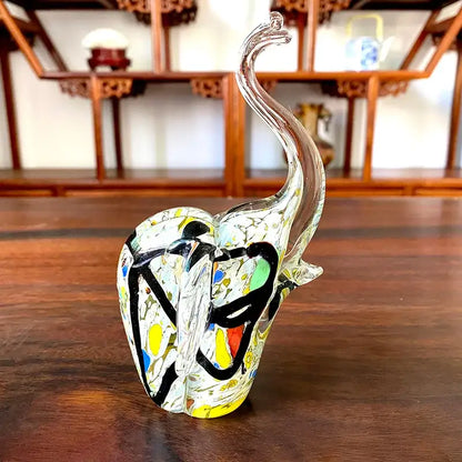 Blue and green crystal glass elephant sculpture living room decor