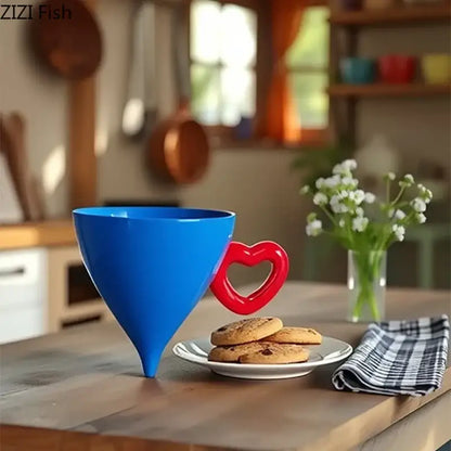Blue and red heart shape ceramic mug set kitchen fruit juice cup