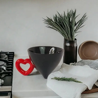 Blue and red heart shape ceramic mug set kitchen fruit juice cup