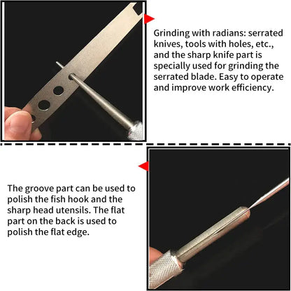 Blue and silver aluminum knife sharpener kitchen tool
